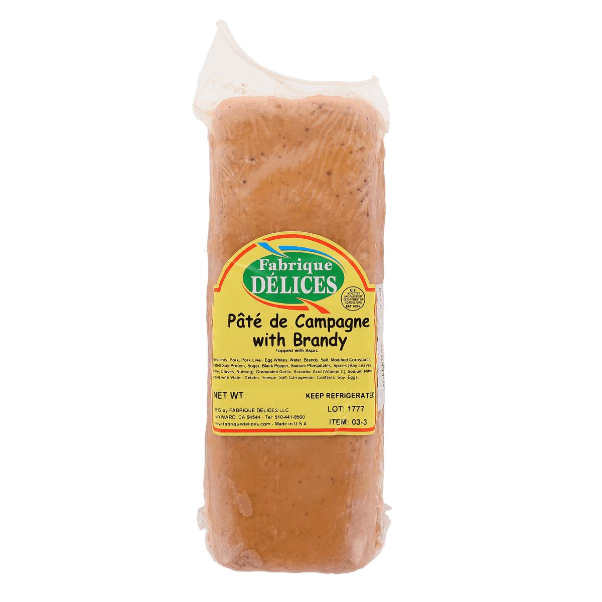 Pâte Campagne with Brandy 3.5 lbs — Savory Gourmet