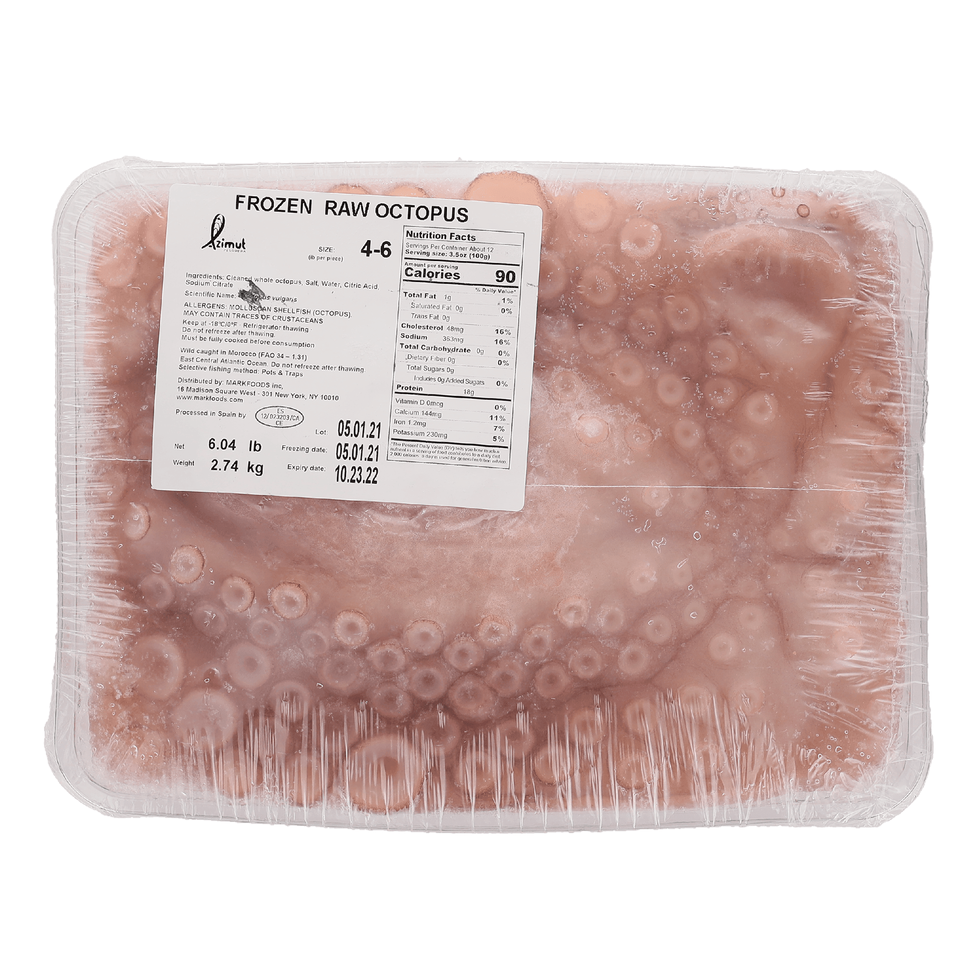 Spanish Octopus IQF Freeze on Board 6/8 - Savory Gourmet